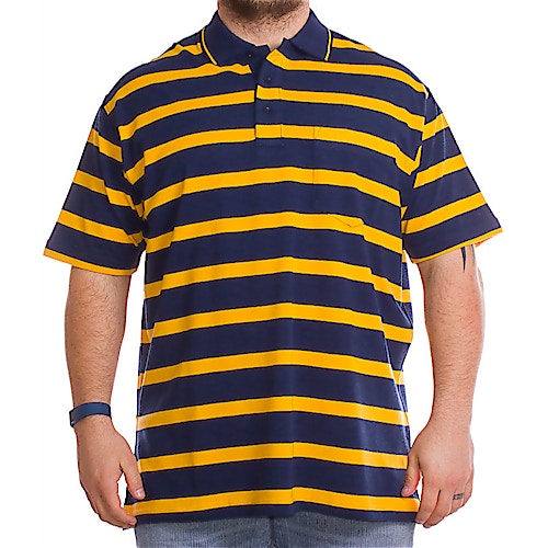 Brooklyn Striped Polo Shirt Navy/Yellow