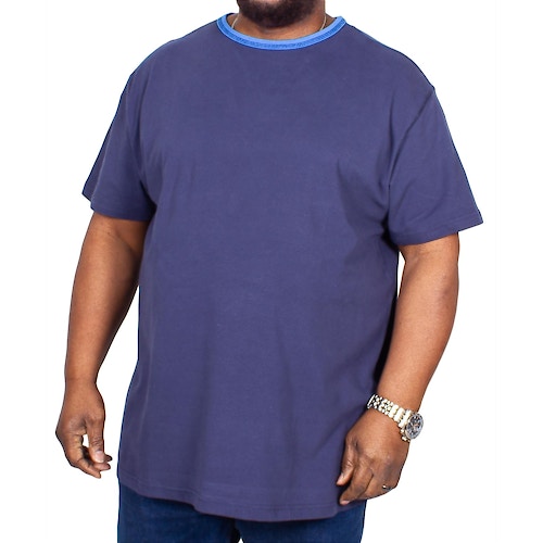 Replika Kontrastkragen T-Shirt Dunkelblau