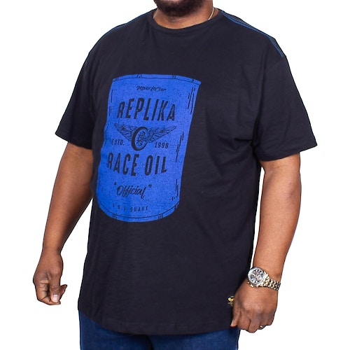 Replika Race Oil Print T-Shirt Schwarz