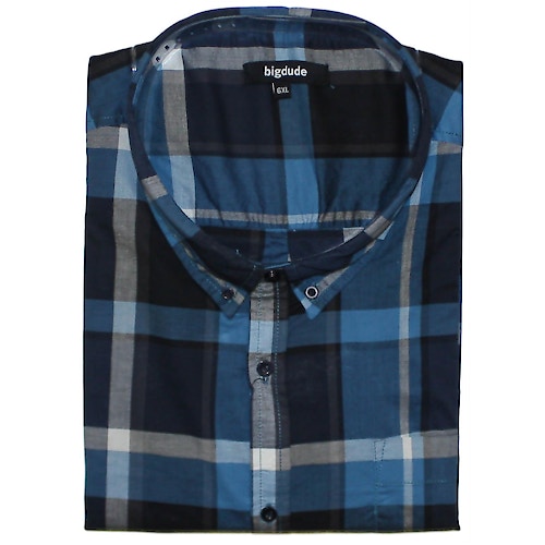 Bigdude Check Short Sleeve Shirt Blue/Grey