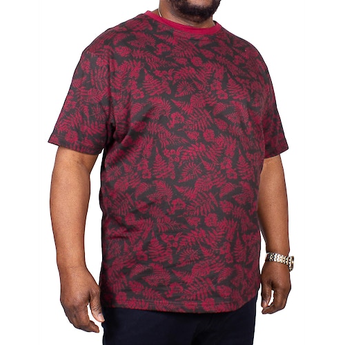 KAM Leaf Printed T-Shirt Burgundy