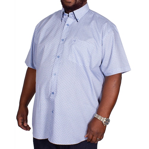 Cotton Valley Printed Tipped Short Sleeve Shirt Blue