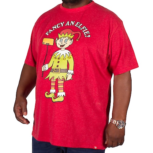 D555 T-Shirt mit Weihnachtselfen-Print, Rot