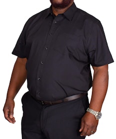 Bigdude Classic Short Sleeve Poplin Shirt Black Tall