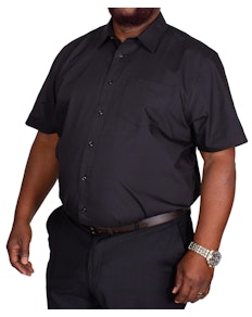 Bigdude Classic Short Sleeve Poplin Shirt Black Tall