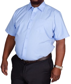 Bigdude Classic Short Sleeve Poplin Shirt Light Blue Tall