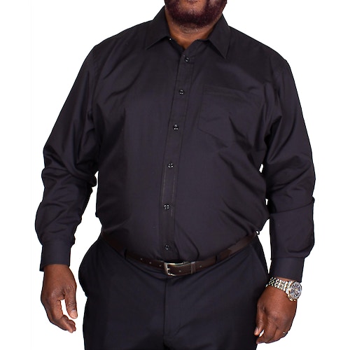 Bigdude Classic Long Sleeve Poplin Shirt Black Tall