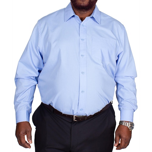 Bigdude Classic Long Sleeve Poplin Shirt Light Blue Tall