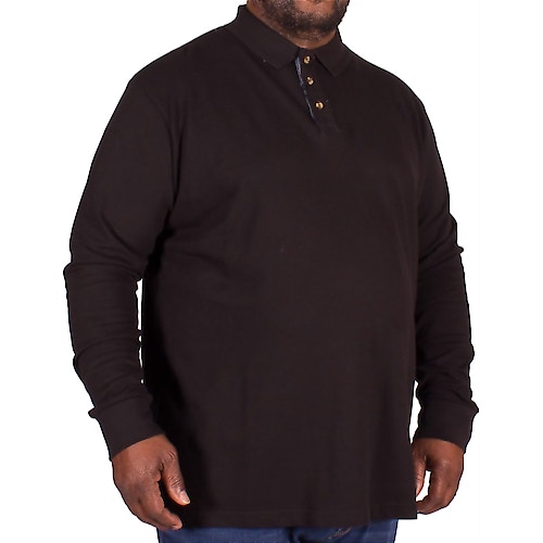 D555 Rickie Long Sleeve Polo Shirt Black