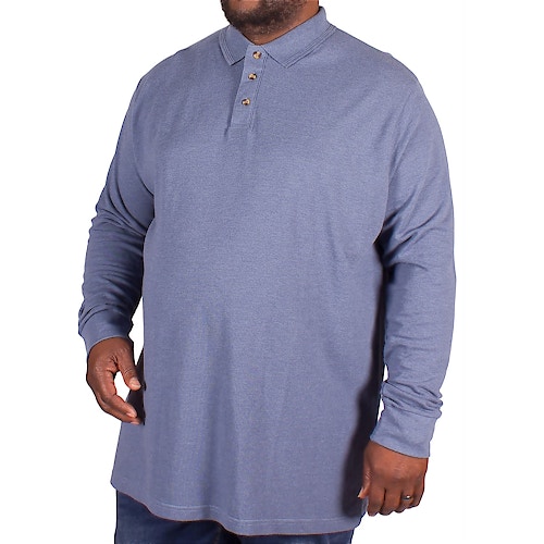 D555 Rickie Long Sleeve Polo Shirt Blue