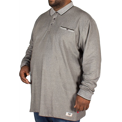 D555 Long Sleeve Jacquard Collar Polo Shirt Black