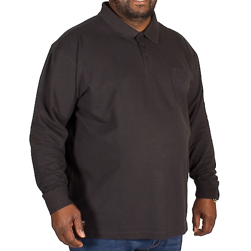 Replika Long Sleeve Pique Polo Shirt Black