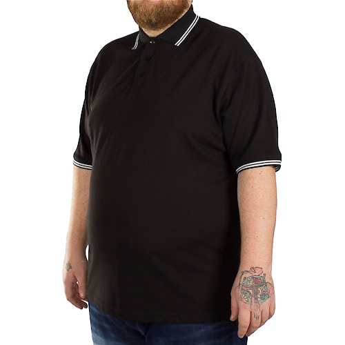 Bigdude Polo Shirt With Contrast Tipping Detail - Black