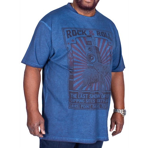 KAM Rock'n'Roll Print T-Shirt Marineblau