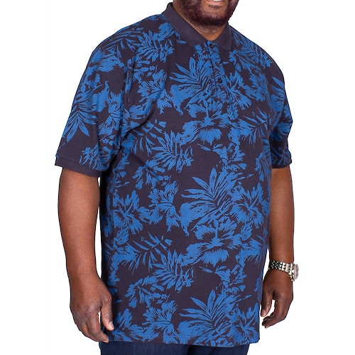 KAM Hawaii Print Poloshirt Marineblau