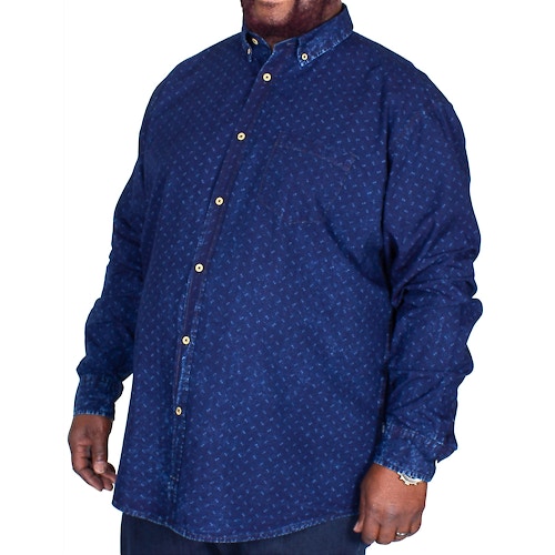 Replika Allover Printed Long Sleeve Shirt Blue