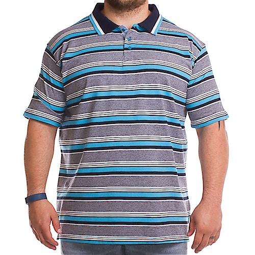 Cotton Valley Engineered Stripe Polo Shirt Blue