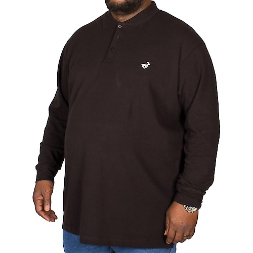 Bigdude Embroidered Long Sleeve Polo Shirt Black