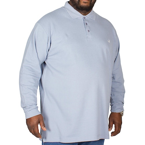 Bigdude Embroidered Long Sleeve Polo Shirt Denim