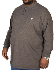 Bigdude Embroidered Long Sleeve Polo Shirt Charcoal