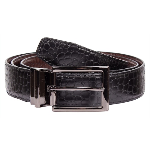 Albert Leather Snakeskin Reversible Belt Black/Brown