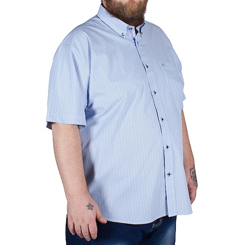 Cotton Valley Short Sleeve Dobbie Stripe Shirt Blue