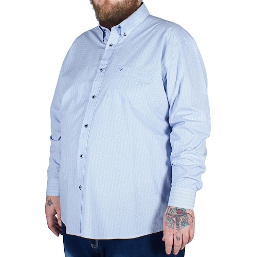 Cotton Valley Long Sleeve Dobbie Stripe Shirt Blue