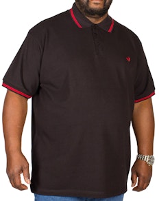 Bigdude Tipped Polo Shirt Black/Red Tall