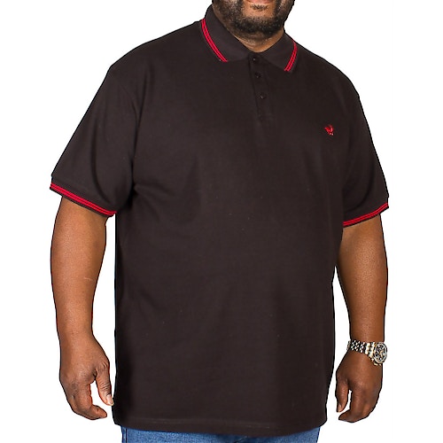 Bigdude Tipped Polo Shirt Black/Red Tall