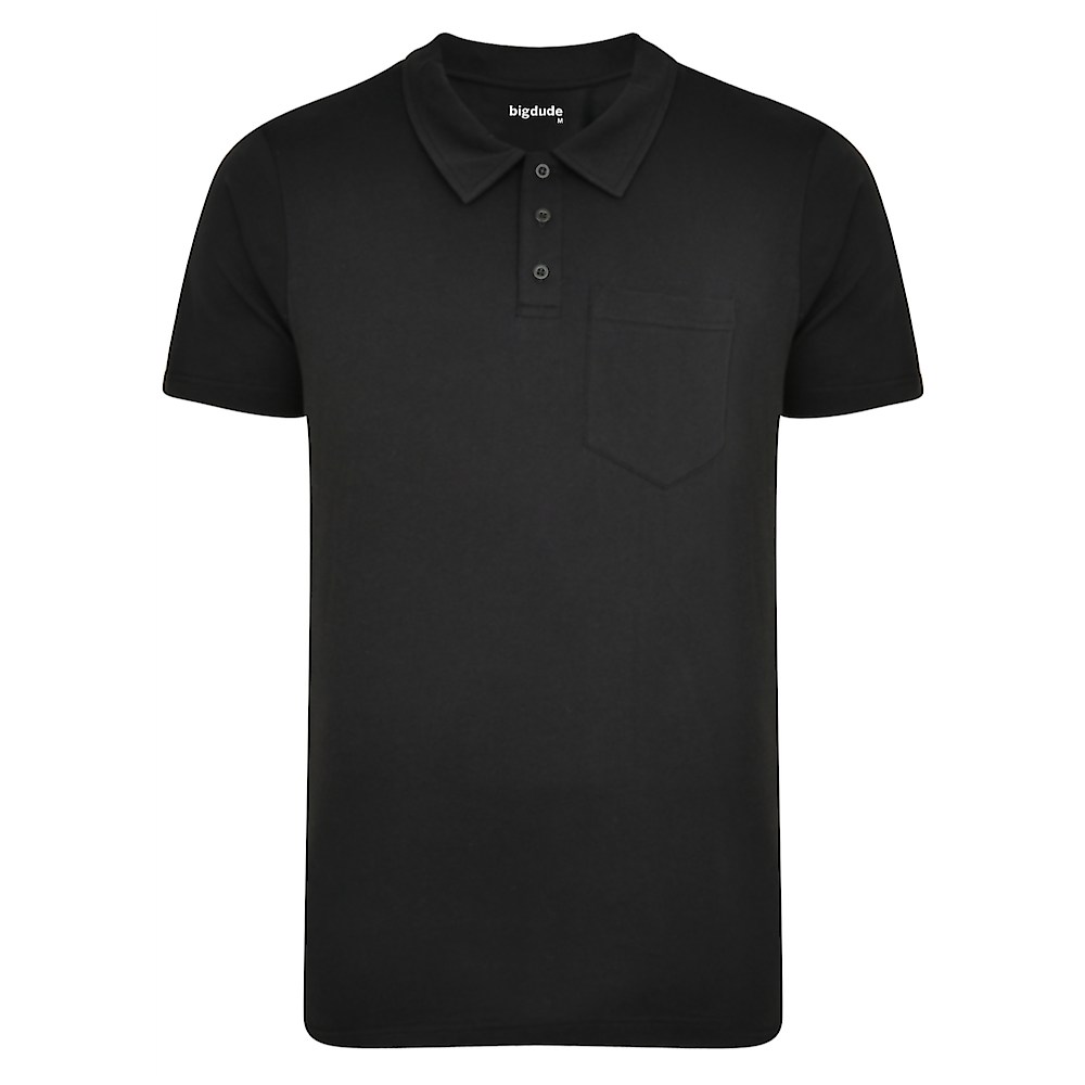 Bigdude Jersey Polo Shirt With Pocket Black | BigDude