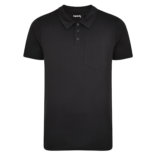 Bigdude Jersey Polo Shirt With Pocket Black Tall