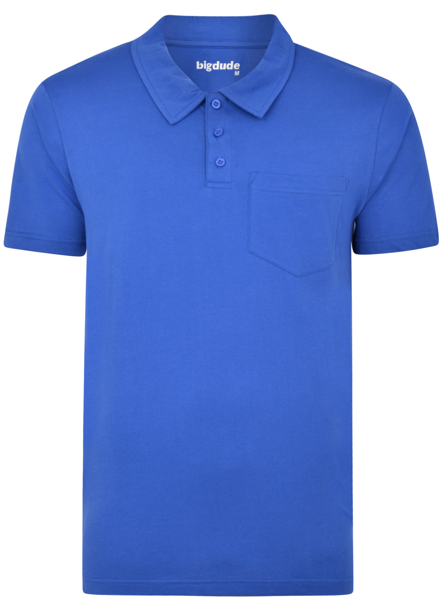 Bigdude Jersey Polo Shirt With Pocket Royal Blue BigDude