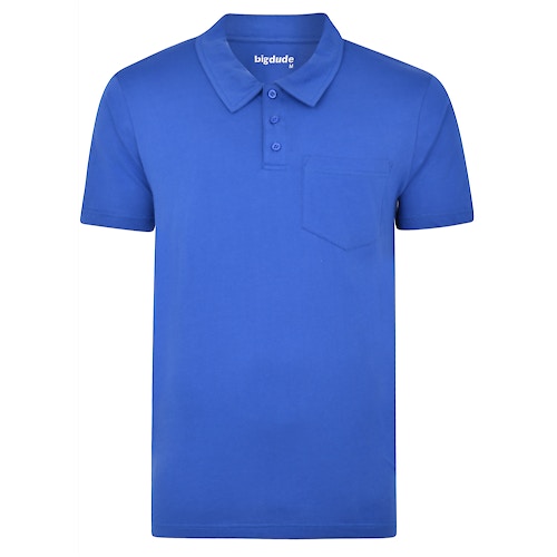 Bigdude Jersey Poloshirt mit Brusttasche Königsblau Tall Fit 