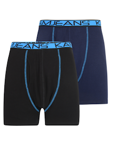 KAM Twin Pack Jersey Boxer Shorts Black/Navy