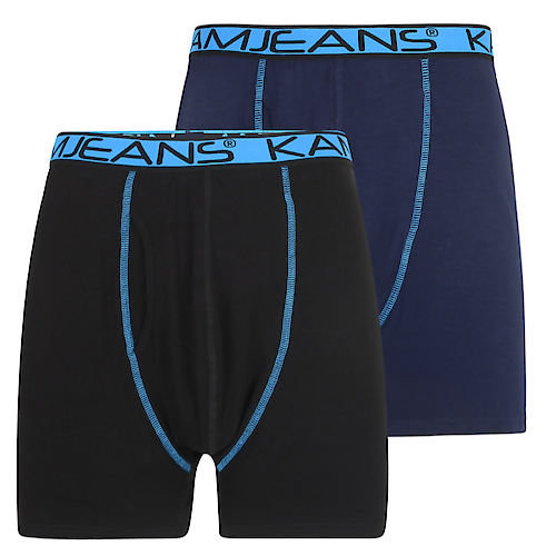 KAM Twin Pack Jersey Boxer Shorts Black/Navy