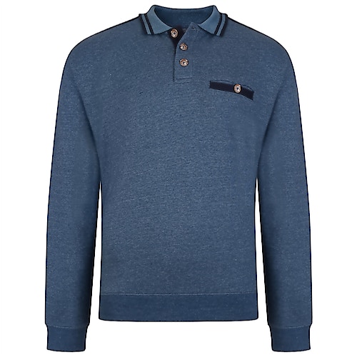 KAM Sweater mit Polokragen Blau