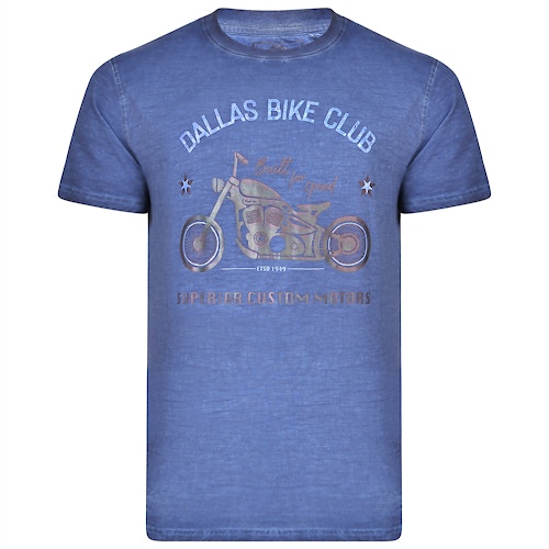 KAM Dallas Bike Club Printed T-Shirt Blue