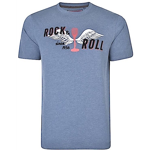 KAM Rock & Roll Print T-Shirt Indigoblau