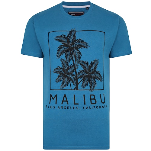 KAM Malibu Print Marl T-Shirt Turk Blue