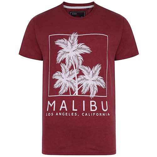 KAM Malibu Print Marl T-Shirt Burgundy