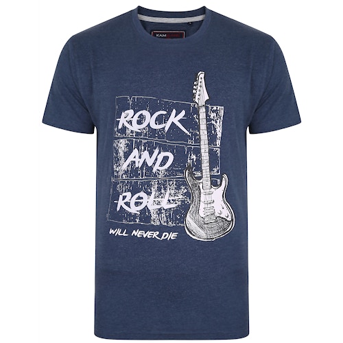 KAM Rock And Roll Print T-Shirt Blau 