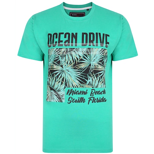 KAM Ocean Drive Print T-Shirt Smaragdgrün 