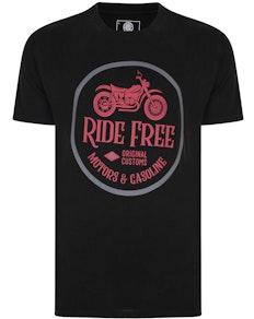 KAM Ride Free Print T-Shirt Black