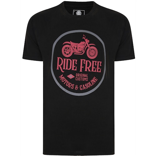 KAM Ride Free Print T-Shirt Schwarz
