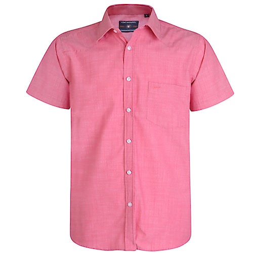 KAM Casual Slub Short Sleeve Shirt Raspberry