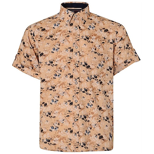 KAM Short Sleeve Floral Print Shirt Sand