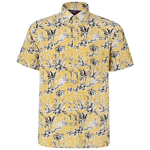 KAM Short Sleeve Lightweight Floral Print Shirt Sand