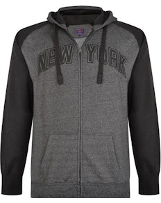KAM New York Kapuzenpullover mit Reißverschluss Schwarz/Grau