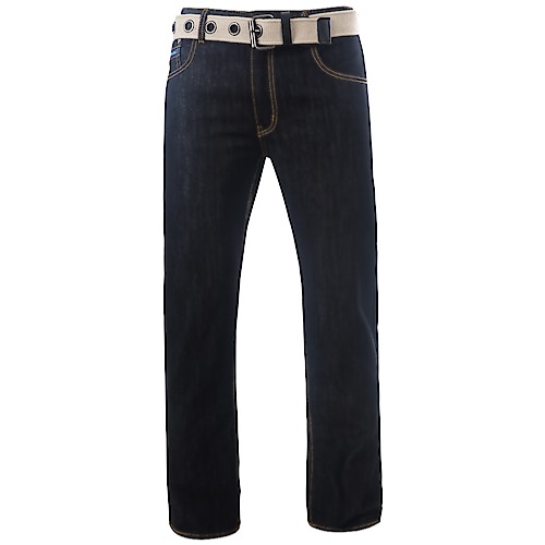 KAM Relaxed Fit Belted Jeans