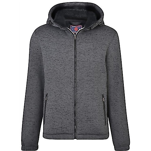 KAM Casual Zip Through Knitted Hoody Charcoal